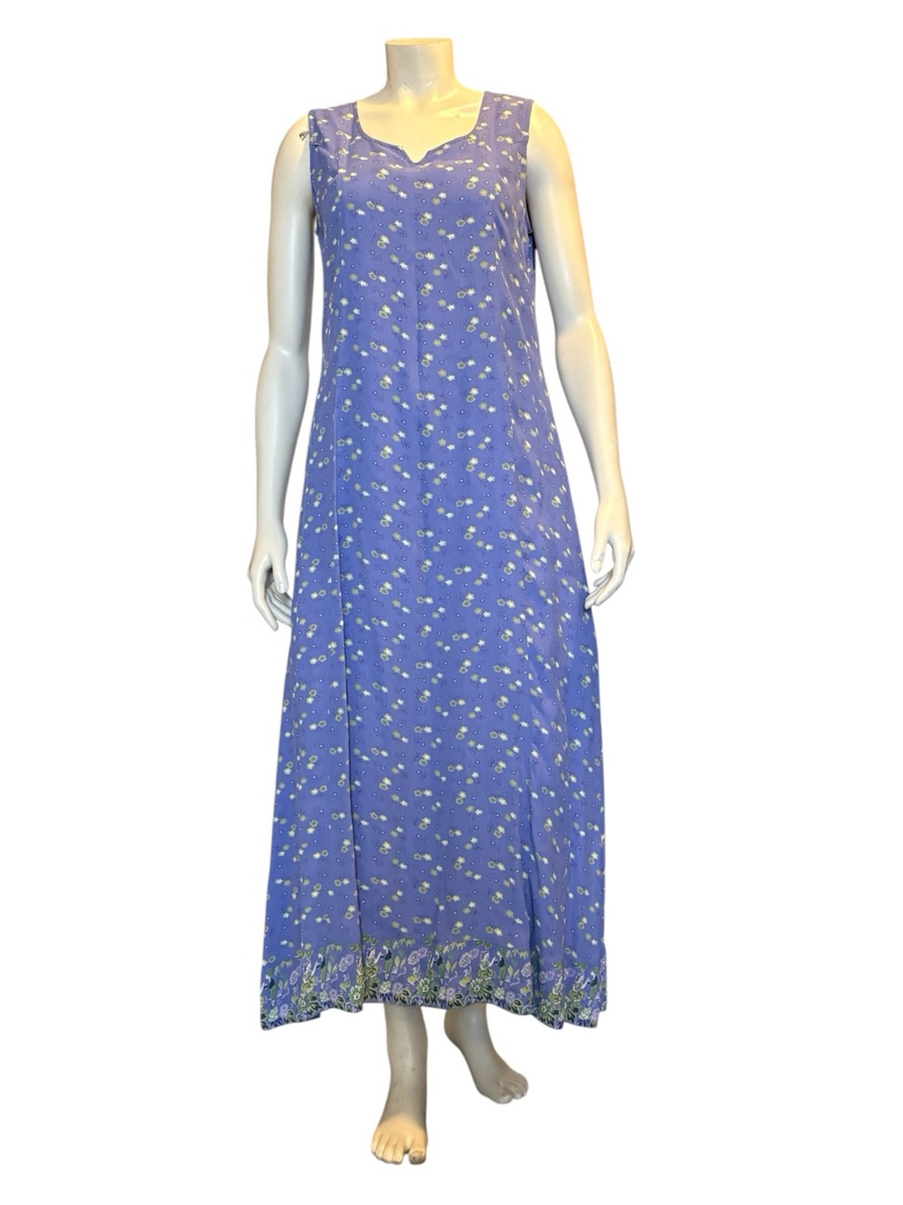 Vintage Y2K April Cornell Floral Maxi Dress Size Medium Sleeveless Blue Lavender